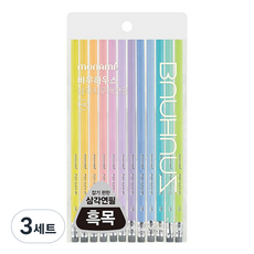 모나미 바우하우스 파스텔 삼각지우개 연필 B 12종 세트, 혼합색상, 3세트