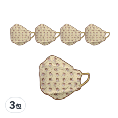 CAiRE 艾可兒 KF94兒童型滿版款醫用口罩 未滅菌, 櫻桃小丸子貓貓款 黃色, 5片, 3包