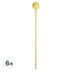 이지실리 실리콘 다용도 머들러 롱스푼 옐로우, 6개, 단품