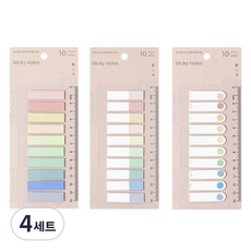 더깔끔 하이라이트 점착 메모지 플래그 인덱스 간편자 파스텔 세트, 혼합색상, 1200매입, 4세트