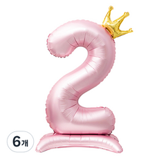 inbloom 大型皇冠數字站立派對氣球 2, 6個, 粉紅色