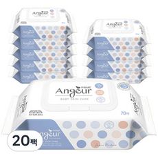 앙쥬르 프라임 물티슈 캡형, 65g, 70매, 20개
