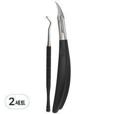 플라카 큐티클 네일케어 페디큐어 니퍼 2종 세트, 블랙, 2세트