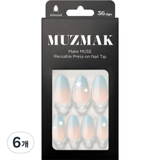 MUZ MAK 可重複使用杏仁形美甲片, 蘇打, 6個