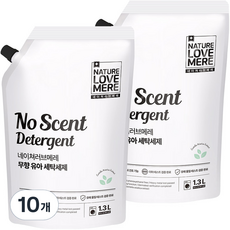 네이쳐러브메레 무향 세탁 유아세제, 1.3L, 10개