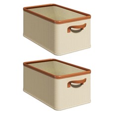 小麥購物 日式布藝收納盒 25L, 米色, 2個