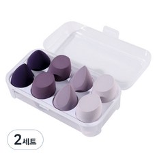 셀비아 계란모양 비비크림 파운데이션 퍼프 8개, 2세트, 퍼플