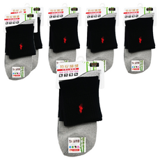 Honey LuLu POLO 竹炭氣墊1/2襪, 純棉吸汗消臭透氣乾爽抑菌, MIT台灣製造, 黑色, 22~26cm