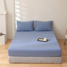 100%防水吸濕排汗床包式保潔墊, Advanta高科技防水膜, 106x188cm, 藍灰色, 單人