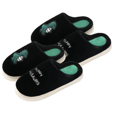 EVER HOUSE 可愛迷你恐龍棉質室內拖鞋, 黑色, 2個