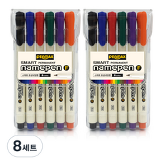 펜맥스 유성 스마트 네임펜 6색 세트, 혼합색상, 48개