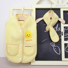 DING DONG PET 寵物馬克刷毛背心圍巾組合, 黃色, 1套