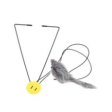 YOGiSSO 夾掛式老鼠造型逗貓玩具, 黑色 + 灰色 + 黃色, 1個