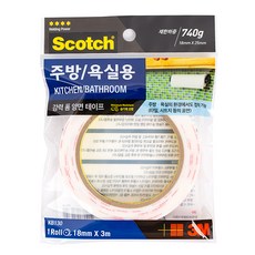 3M Scotch 廚房浴室用泡棉雙面膠帶 18mm x 3m, 1個