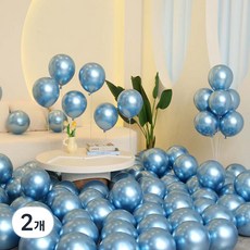 P&B UNITY 金屬圓形氣球 30cm 50入, 12 天空藍, 2個