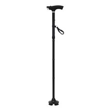 벨리카 클래식 휴대용 접이식 5단 길이 조절 라이트 4발 지팡이 LC-02, 블랙, 1개