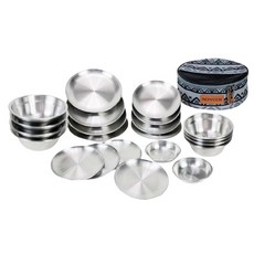 NOMADE 304不鏽鋼碗盤組 22p, 銀色, 10個碗 + 12個盤, 1組