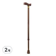 실케어 초경량 높이조절 어르신 지팡이, 브라운, 2개