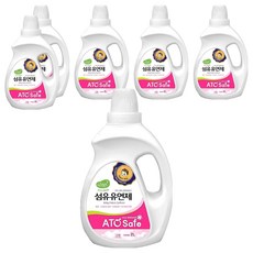 아토세이프 로하스인증 유아 섬유유연제 파우더리향 용기형, 6개, 2L