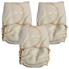 Babee Greens Fitted夜用布尿褲 有機棉款 新生兒 (3kg-6kg), 原色, 3件