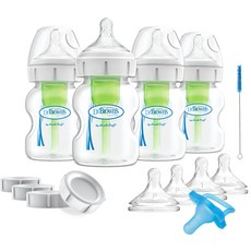 닥터브라운 옵션스 플러스 신생아 피딩 젖병 출산선물세트, 혼합 색상, 4개