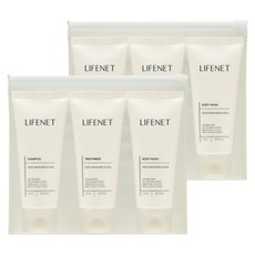 LIFENET 旅行用秀髮身體3件旅行組 + 迷你化妝包套組, 2套