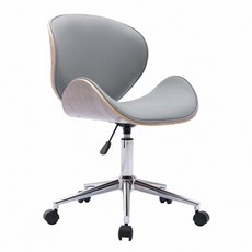 E-home 沃倫PU淺曲木可調式電腦椅 灰色 電鍍五爪腳, 51.5 x 51.5 x 79~91cm