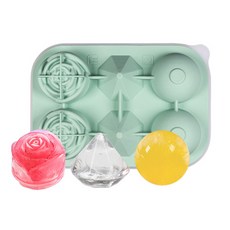 Simple Line 矽膠3種形狀大冰塊模具 6格, 1個, 綠色