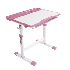 E-home 朵朵置物槽兒童升降成長桌, W66.4*D49*H54-76 cm, 粉紅色, MDF材質, 附掛勾X1, 桌面可傾斜