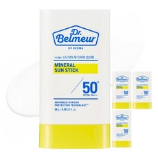 닥터벨머 UV 더마 무기자차 선스틱 SPF50+ PA+++, 20g, 4개