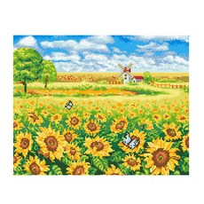 DCLARE 相框畫布型鑽石畫 DIY 套組 40 x 50 cm, 1套, 向日葵田野 2