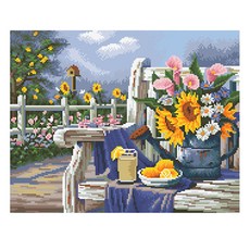 DCLARE 相框畫布型鑽石畫 DIY 套組 40 x 50 cm, 1套, 椅子上的向日葵