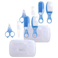 KU.KU Duckbill 酷咕鴨 嬰兒髮梳剪刀組，符合人體工學設計，安全圓角設計, 藍色, 2組