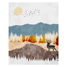 iLovePainting 呼喚和平的鹿 DIY油畫, 混合色