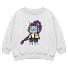 LITTLE RABBIT 親子款 藍色怪物貓 寬鬆版 大學T