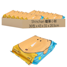 Shinchan 蠟筆小新 純水濕紙巾 80抽, 36包, 1盒, 11kg