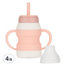 맘스트리 마시멜로 실리콘 빨대컵, 스트로베리, 4개, 180ml