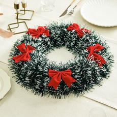 크리스마스 조화 리본 리스 현관 벽 장식, 혼합색상, 1개