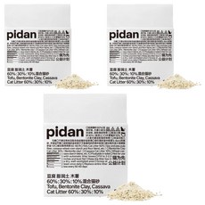 pidan 寵物豆腐膨潤土澱粉混合貓砂 升級經典 無香 2.4kg 凝固型 除臭, 3包