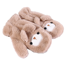 Kipopo 溫暖高級滑雪板滑雪防寒卡通熊手套 雙手穿戴組, 卡其色, 1套