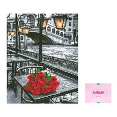 DCLARE 相框畫布型鑽石畫 DIY 套組 40 x 50 cm, 1套, 紅玫瑰