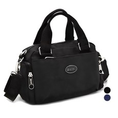 Lulubag 女性用Coupa日常防水輕量斜背肩背包 + 配飾套組, 黑色(包), 隨機出貨(配飾)