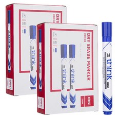 deLi 得力 易擦拭白板筆 EU0130 12入, 藍色, 2個