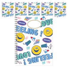 Bfancy B-Kids 國小微笑無主題橫線筆記本, 藍色圖案, 6個