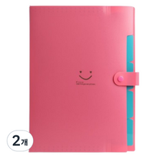 아스터 5칸 아코디언 파일 정리함 바인더, 진핑크, 2개