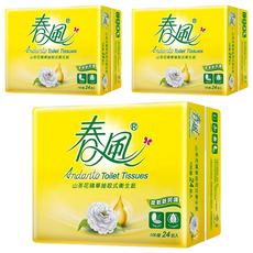 春風 山茶花精華 抽取式衛生紙 100張, 24包, 3袋
