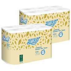 Scott 可麗舒 2層小捲筒式衛生紙, 10.8cm, 12捲, 2袋