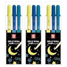 GELLY ROLL 櫻花月光3件組B 1.0mm, 螢光黃、螢光藍、螢光綠, 3組