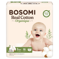 보솜이 리얼코튼 오가니크 팬티형 기저귀 남여공용, 중형(M), 16매