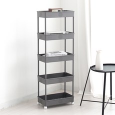 OLIVING 簡約移動式5層收納架手推車, 灰色, 1個